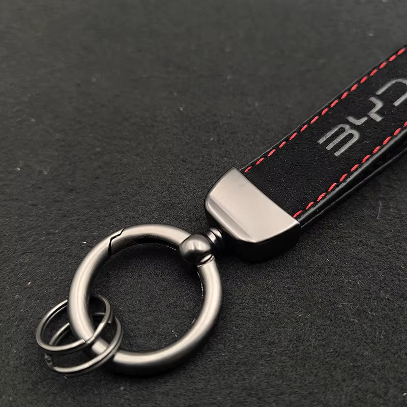 New Men Women Suede Leather Luxury Keyring BYD Keychain for BYD Seal F3 Atto 3 Tang Qin Han Song plus Car Keychain Accessories