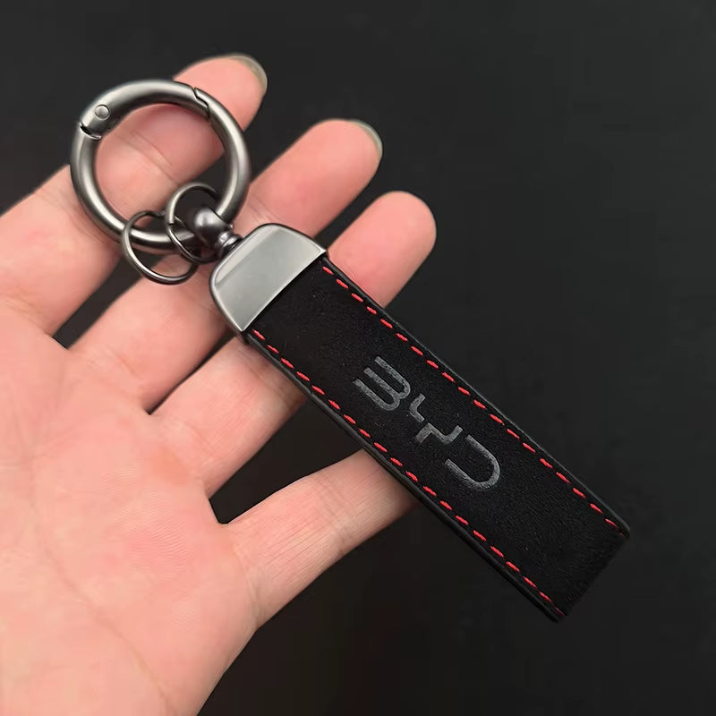 New Men Women Suede Leather Luxury Keyring BYD Keychain for BYD Seal F3 Atto 3 Tang Qin Han Song plus Car Keychain Accessories