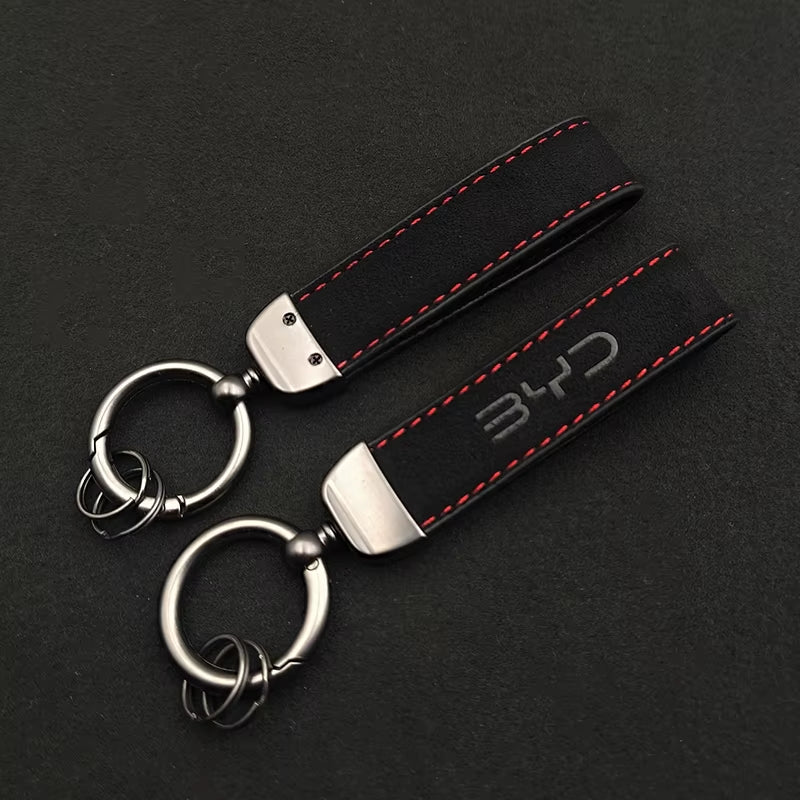 New Men Women Suede Leather Luxury Keyring BYD Keychain for BYD Seal F3 Atto 3 Tang Qin Han Song plus Car Keychain Accessories